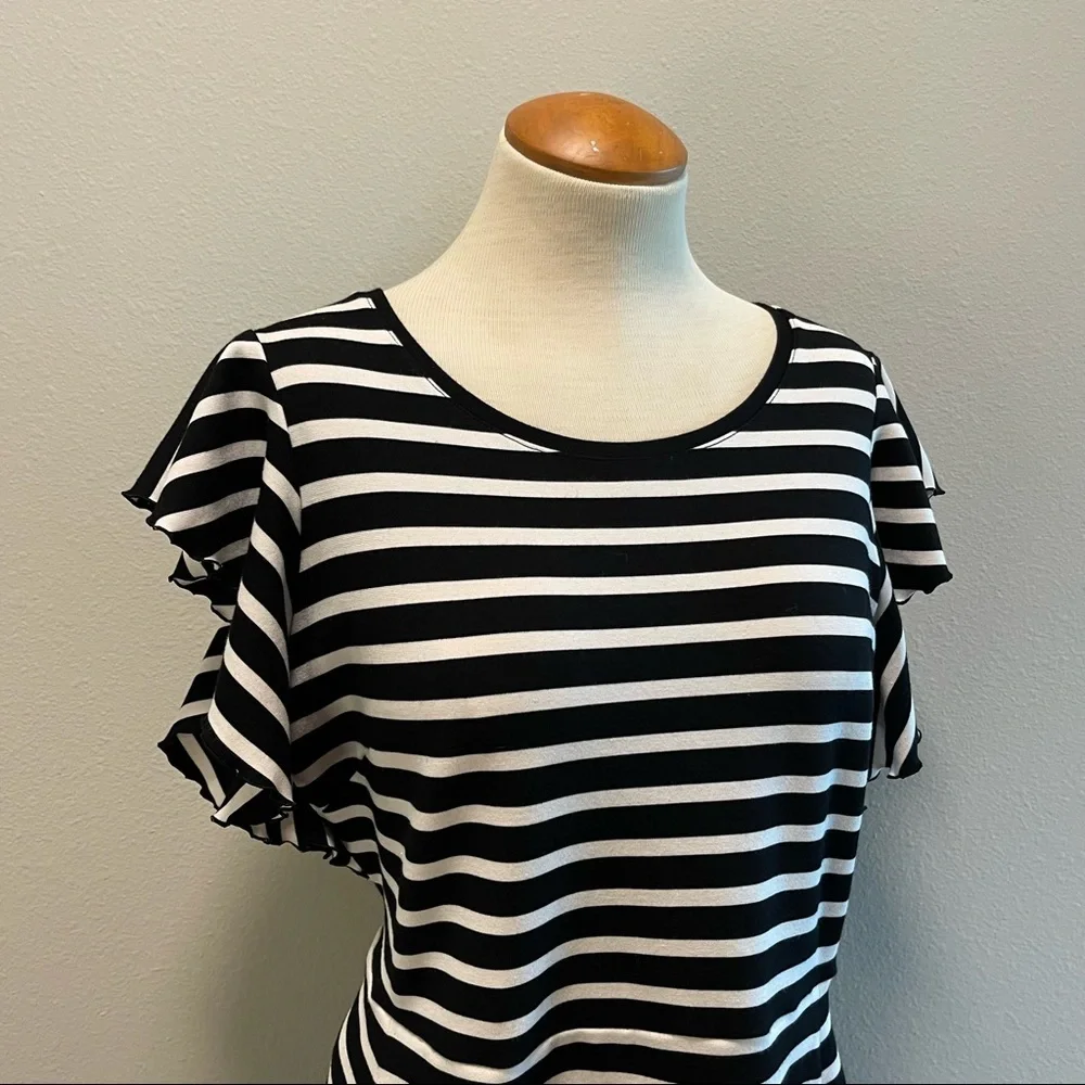 kate spade Black and White Striped Midi Dress